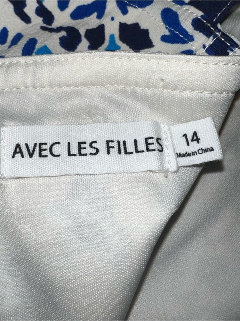 Avec Les Filles Blue and White Floral Sweetheart Neckline Mini Sun Dress Sz 14 - Picture 4 of 16